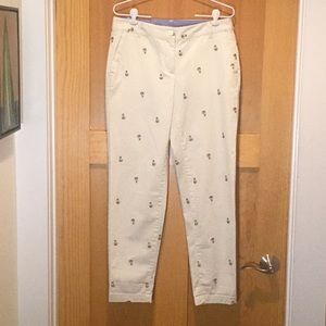 Talbots Cats Cream Pants with Embroidered Detail Size 4